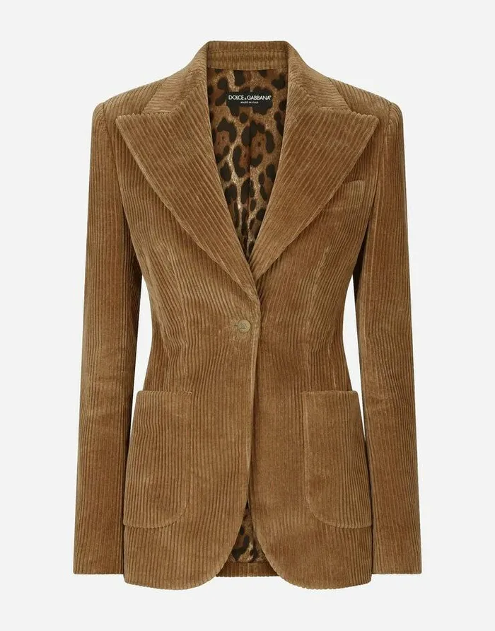Dolce and Gabbana Blazers Women Singlebreasted Corduroy Turlington Jacket Beige Dolce and Gabbana Blazers Women Singlebreasted Corduroy Turlington Jacket Beige