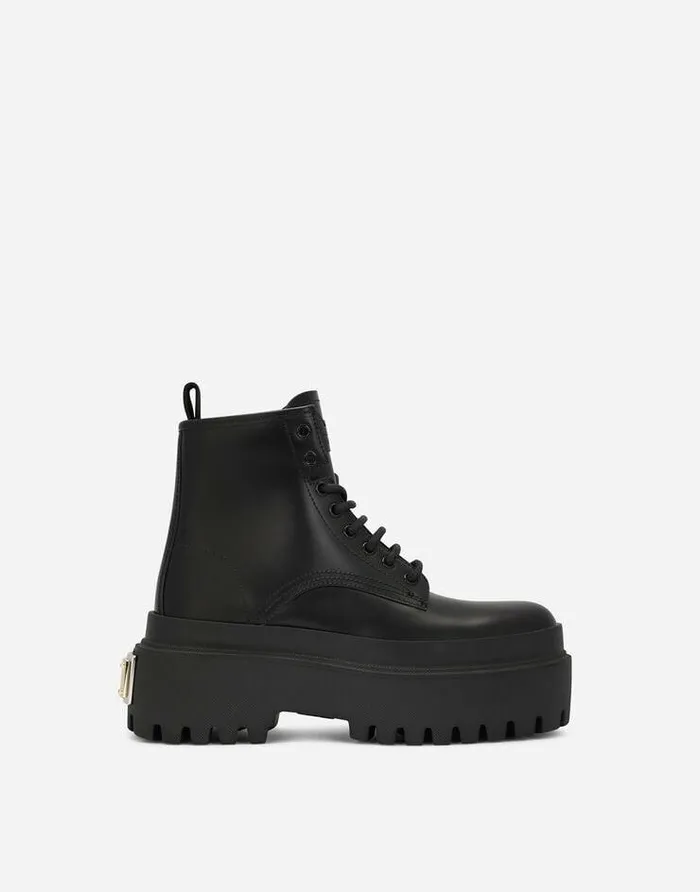 Dolce and Gabbana Boots And Booties Women Brushed Calfskin Ankle Boots Black