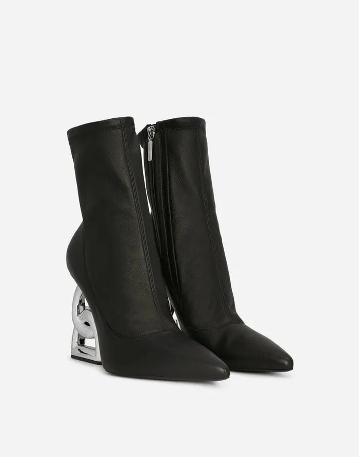 Dolce and Gabbana Boots And Booties Women Nappaeffect Fabric Ankle Boots With 35 Heel Black Dolce and Gabbana Boots And Booties Women Nappaeffect Fabric Ankle Boots With 35 Heel Black