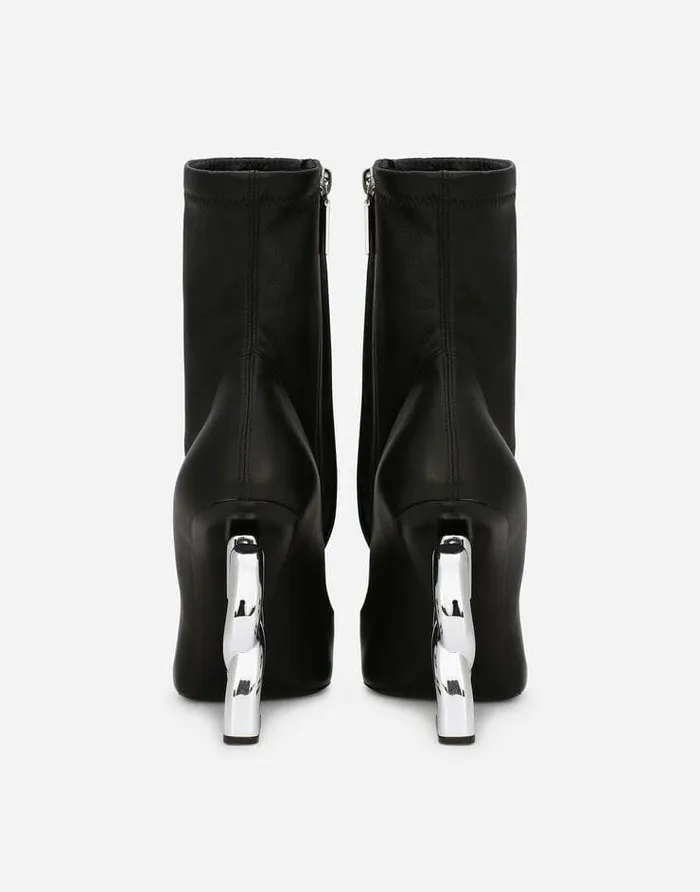 Dolce and Gabbana Boots And Booties Women Nappaeffect Fabric Ankle Boots With 35 Heel Black Dolce and Gabbana Boots And Booties Women Nappaeffect Fabric Ankle Boots With 35 Heel Black