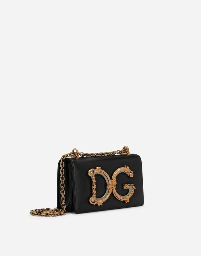 Dolce and Gabbana Clutches Mini And Micro Bags Women Calfskin DG Girls Phone Bag Black Dolce and Gabbana Clutches Mini And Micro Bags Women Calfskin DG Girls Phone Bag Black