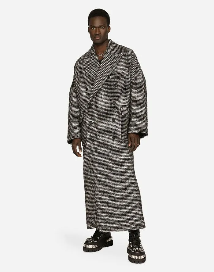 Dolce and Gabbana Coats And Jackets Men Doublebreasted Wool Houndstooth Coat Multicolor Dolce and Gabbana Coats And Jackets Men Doublebreasted Wool Houndstooth Coat Multicolor