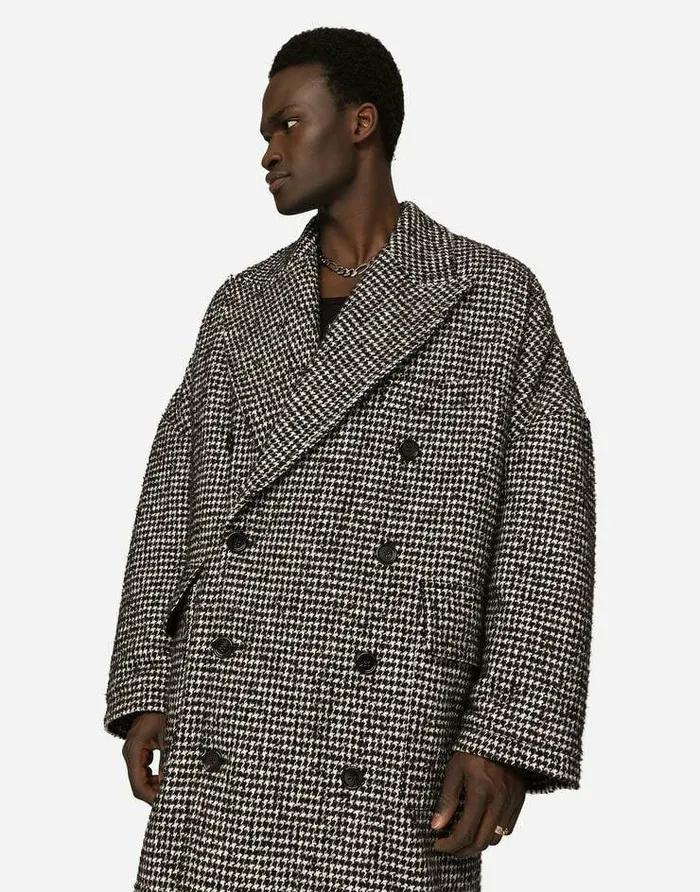 Dolce and Gabbana Coats And Jackets Men Doublebreasted Wool Houndstooth Coat Multicolor Dolce and Gabbana Coats And Jackets Men Doublebreasted Wool Houndstooth Coat Multicolor