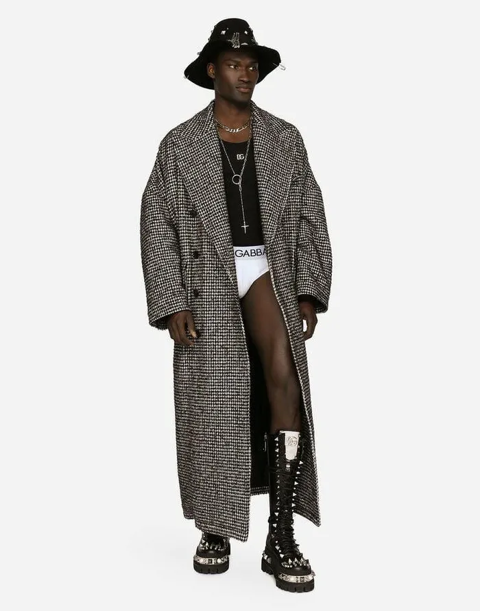 Dolce and Gabbana Coats And Jackets Men Doublebreasted Wool Houndstooth Coat Multicolor Dolce and Gabbana Coats And Jackets Men Doublebreasted Wool Houndstooth Coat Multicolor