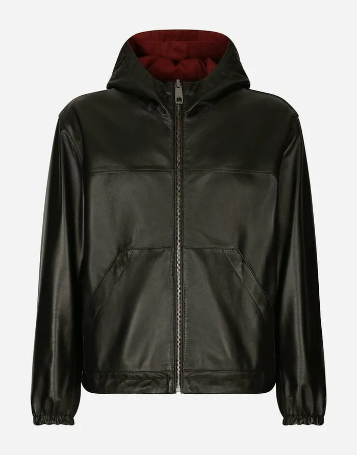 Dolce and Gabbana Coats And Jackets Men Reversible Stretch Wool And Leather Jacket Multicolor