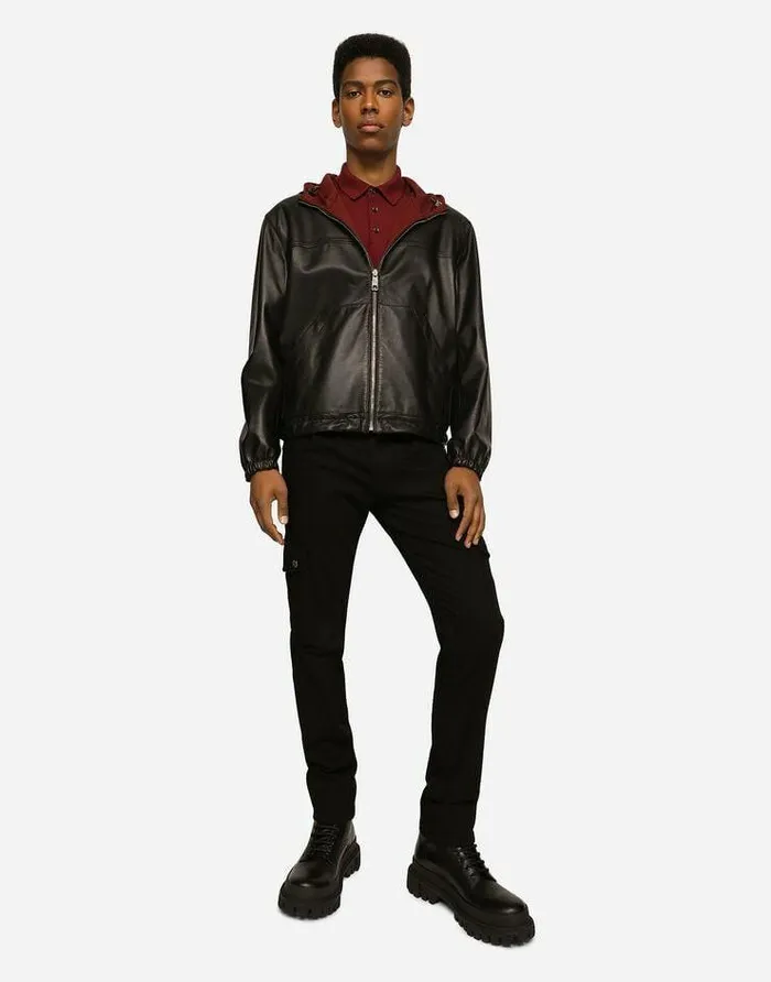 Dolce and Gabbana Coats And Jackets Men Reversible Stretch Wool And Leather Jacket Multicolor Dolce and Gabbana Coats And Jackets Men Reversible Stretch Wool And Leather Jacket Multicolor