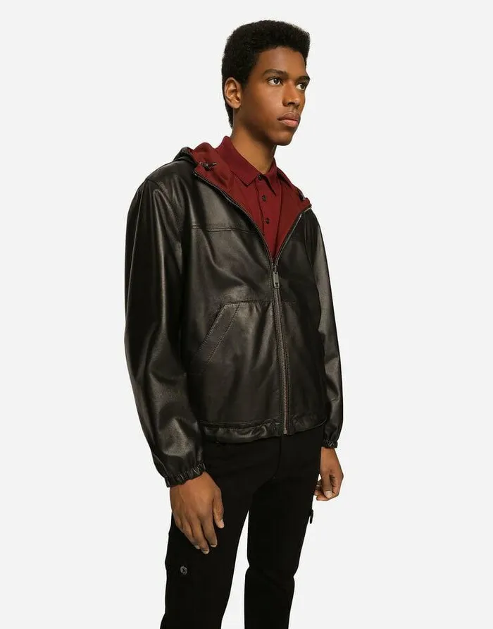 Dolce and Gabbana Coats And Jackets Men Reversible Stretch Wool And Leather Jacket Multicolor Dolce and Gabbana Coats And Jackets Men Reversible Stretch Wool And Leather Jacket Multicolor