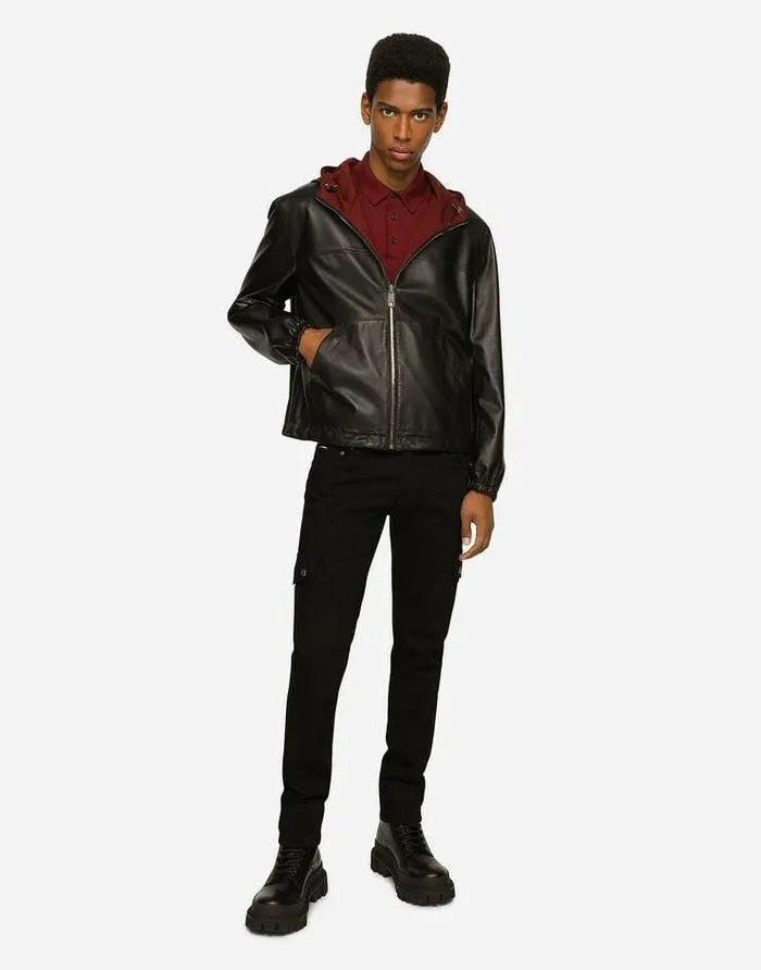 Dolce and Gabbana Coats And Jackets Men Reversible Stretch Wool And Leather Jacket Multicolor Dolce and Gabbana Coats And Jackets Men Reversible Stretch Wool And Leather Jacket Multicolor