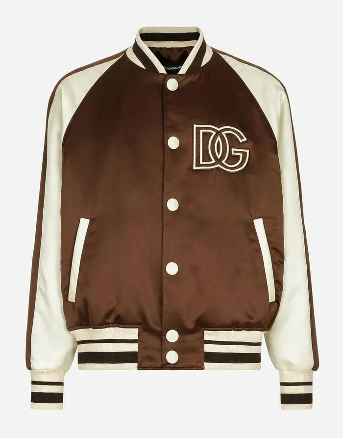 Dolce and Gabbana Coats And Jackets Men Technical Satin Jacket With DG Appliqu Multicolor