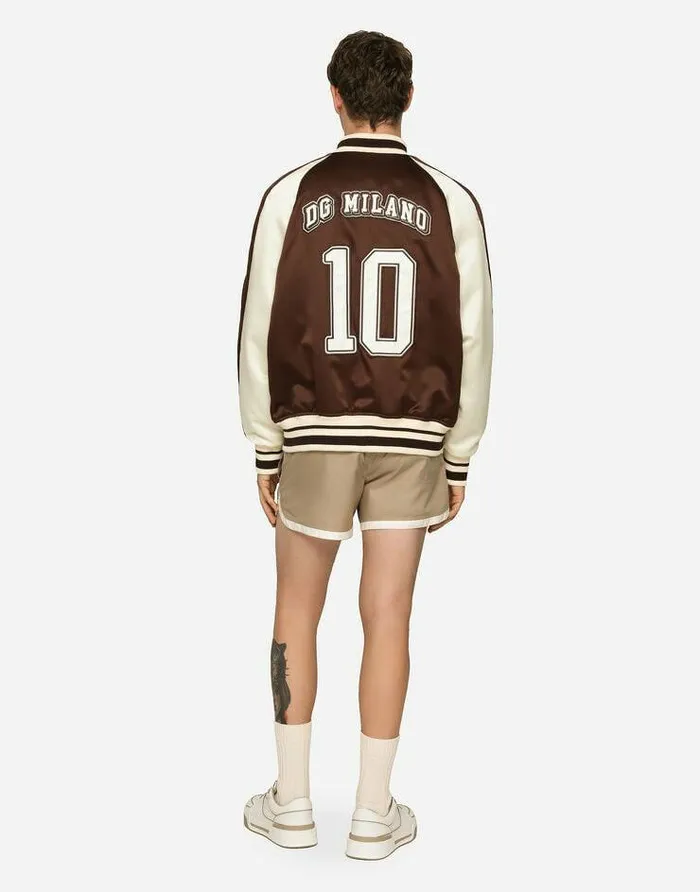 Dolce and Gabbana Coats And Jackets Men Technical Satin Jacket With DG Appliqu Multicolor Dolce and Gabbana Coats And Jackets Men Technical Satin Jacket With DG Appliqu Multicolor