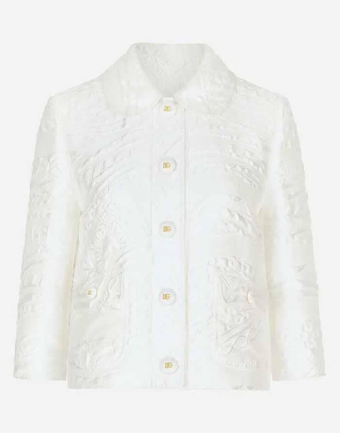 Dolce and Gabbana Coats And Jackets Women Gabbana Brocade Jacket White