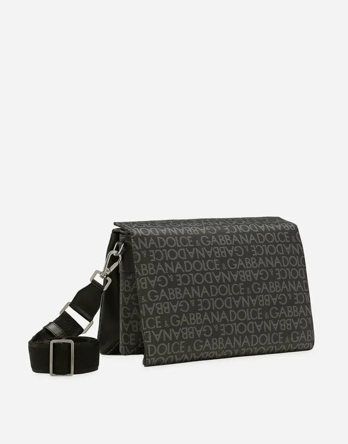 Dolce and Gabbana Crossbody Bags Men Coated Jacquard Crossbody Bag Multicolor