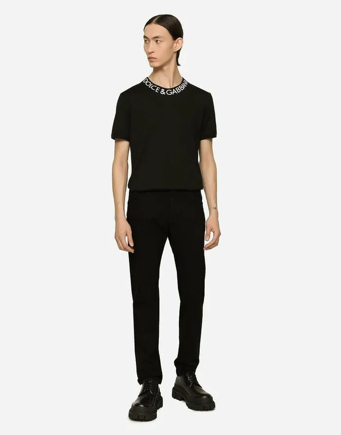 Dolce and Gabbana Denim Men Black Wash Slimfit Stretch Jeans Multicolor