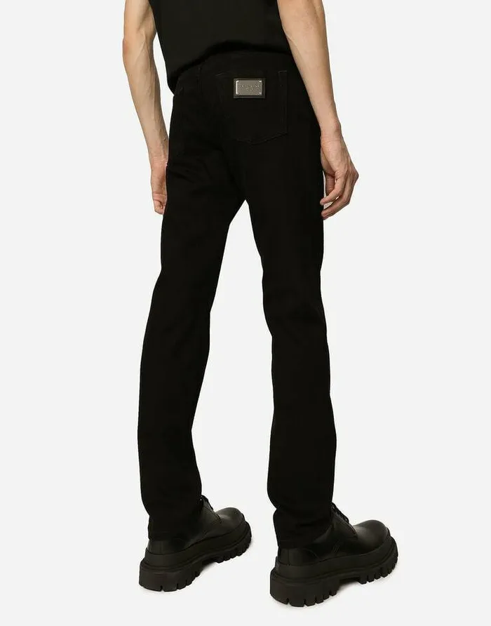 Dolce and Gabbana Denim Men Black Wash Slimfit Stretch Jeans Multicolor