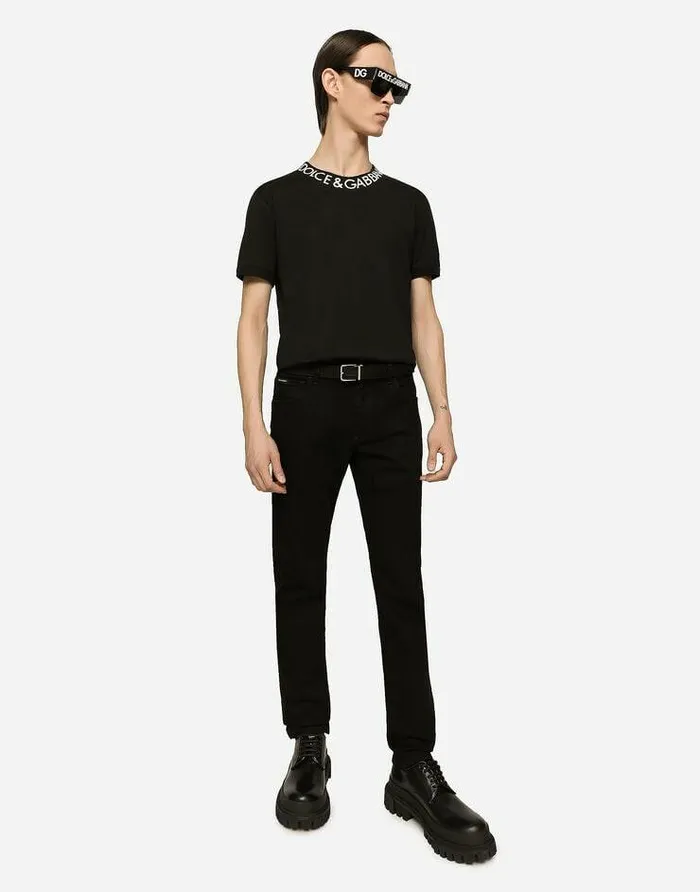 Dolce and Gabbana Denim Men Black Wash Slimfit Stretch Jeans Multicolor