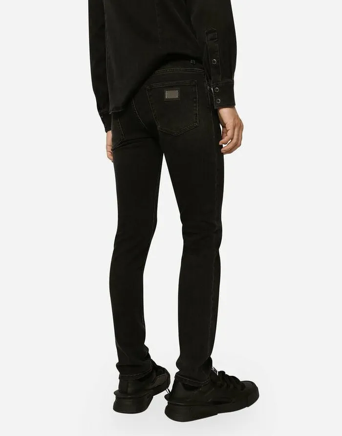 Dolce and Gabbana Denim Men Gray Wash Skinny Stretch Jeans Multicolor