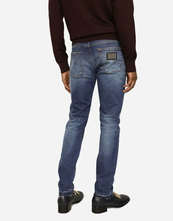 Dolce and Gabbana Denim Men Washed Skinny Fit Stretch Denim Jeans Multicolor