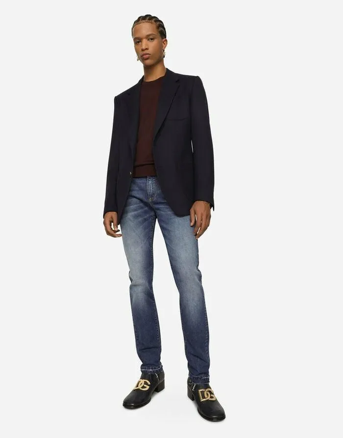 Dolce and Gabbana Denim Men Washed Skinny Fit Stretch Denim Jeans Multicolor