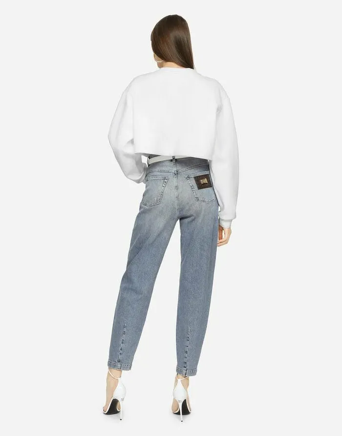 Dolce and Gabbana Denim Women Boyfriend Jeans In Light Blue Denim With Rips Blue Dolce and Gabbana Denim Women Boyfriend Jeans In Light Blue Denim With Rips Blue