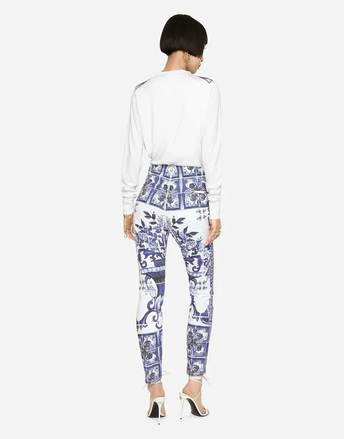 Dolce and Gabbana Denim Women Majolicaprint Grace Jeans Multicolor Dolce and Gabbana Denim Women Majolicaprint Grace Jeans Multicolor