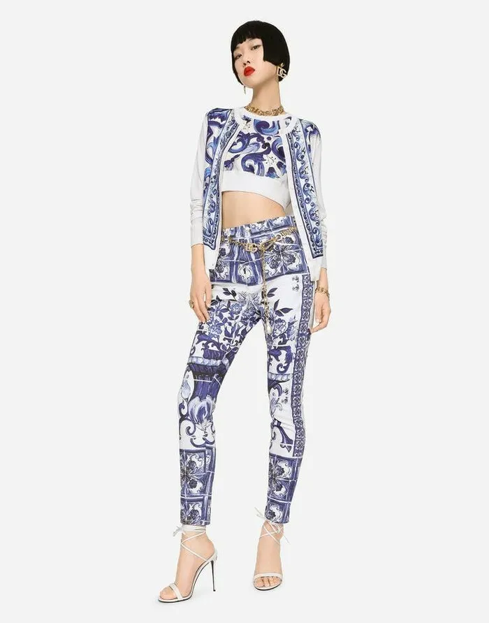 Dolce and Gabbana Denim Women Majolicaprint Grace Jeans Multicolor Dolce and Gabbana Denim Women Majolicaprint Grace Jeans Multicolor