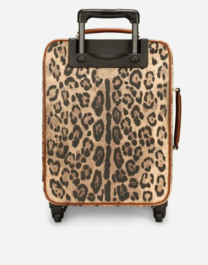 Dolce and Gabbana DGLeo Collection WomenMen Medium Trolley In Leopardprint Crespo With Branded Plate Multicolor Dolce and Gabbana DGLeo Collection WomenMen Medium Trolley In Leopardprint Crespo With Branded Plate Multicolor