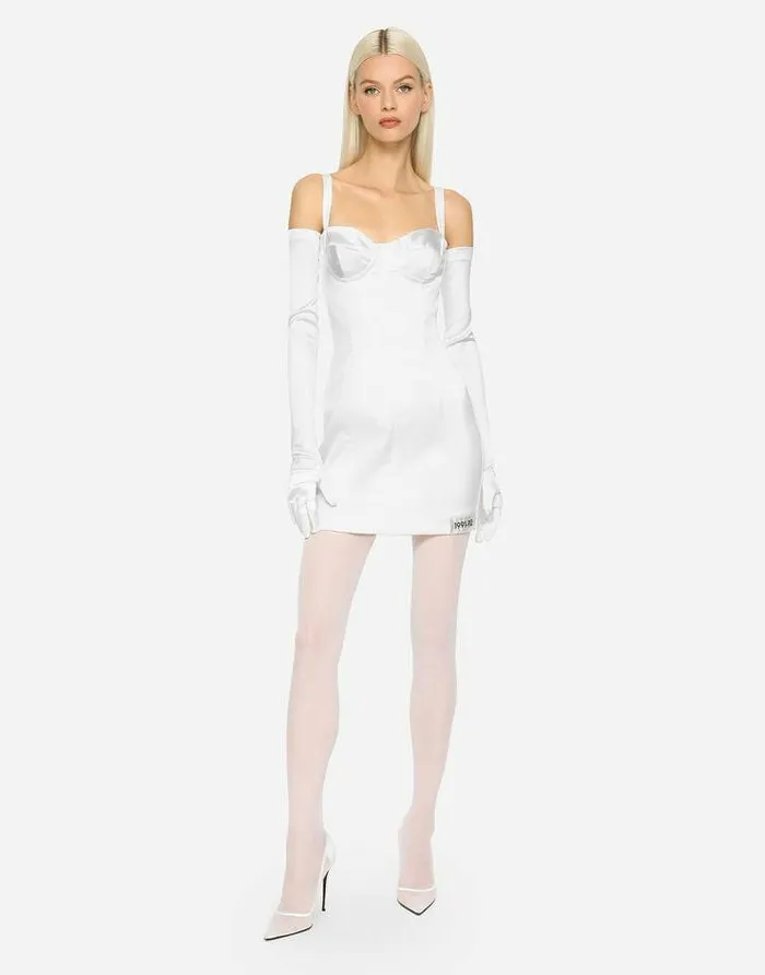 Dolce and Gabbana Dresses Women KIM DOLCEandGABBANA Stretch Satin Minidress White Dolce and Gabbana Dresses Women KIM DOLCEandGABBANA Stretch Satin Minidress White