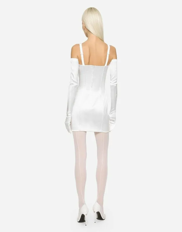 Dolce and Gabbana Dresses Women KIM DOLCEandGABBANA Stretch Satin Minidress White Dolce and Gabbana Dresses Women KIM DOLCEandGABBANA Stretch Satin Minidress White