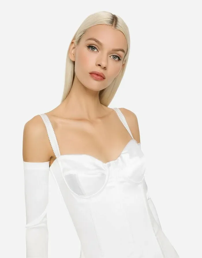 Dolce and Gabbana Dresses Women KIM DOLCEandGABBANA Stretch Satin Minidress White Dolce and Gabbana Dresses Women KIM DOLCEandGABBANA Stretch Satin Minidress White