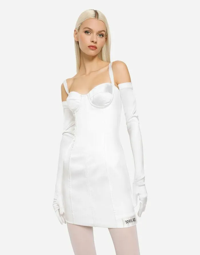 Dolce and Gabbana Dresses Women KIM DOLCEandGABBANA Stretch Satin Minidress White Dolce and Gabbana Dresses Women KIM DOLCEandGABBANA Stretch Satin Minidress White