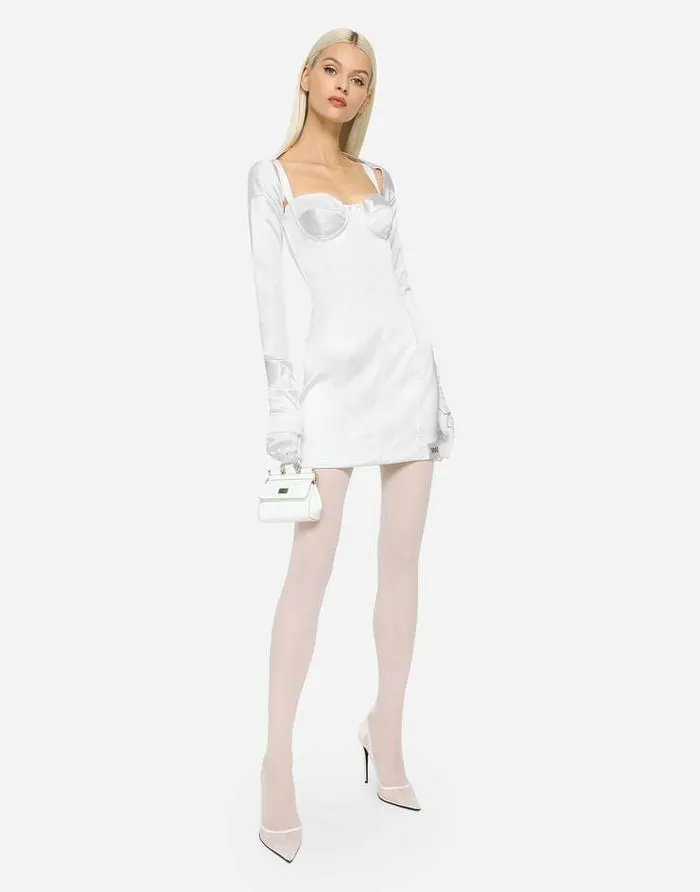 Dolce and Gabbana Dresses Women KIM DOLCEandGABBANA Stretch Satin Minidress White Dolce and Gabbana Dresses Women KIM DOLCEandGABBANA Stretch Satin Minidress White
