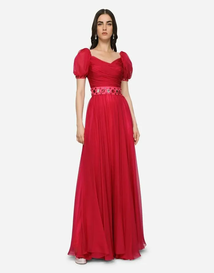 Dolce and Gabbana Dresses Women Long Chiffon Dress Fuchsia Dolce and Gabbana Dresses Women Long Chiffon Dress Fuchsia