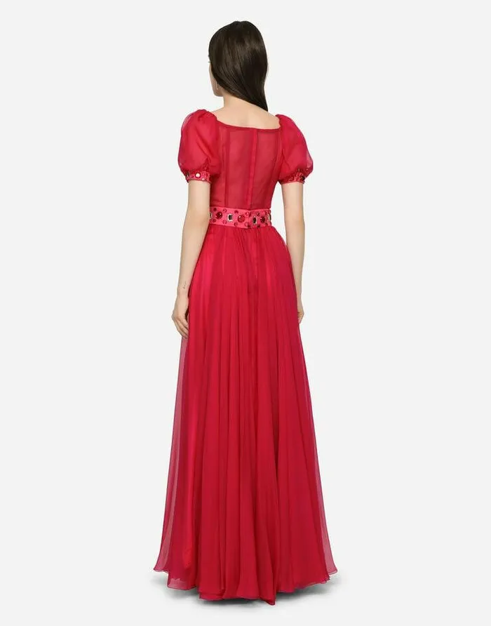Dolce and Gabbana Dresses Women Long Chiffon Dress Fuchsia Dolce and Gabbana Dresses Women Long Chiffon Dress Fuchsia