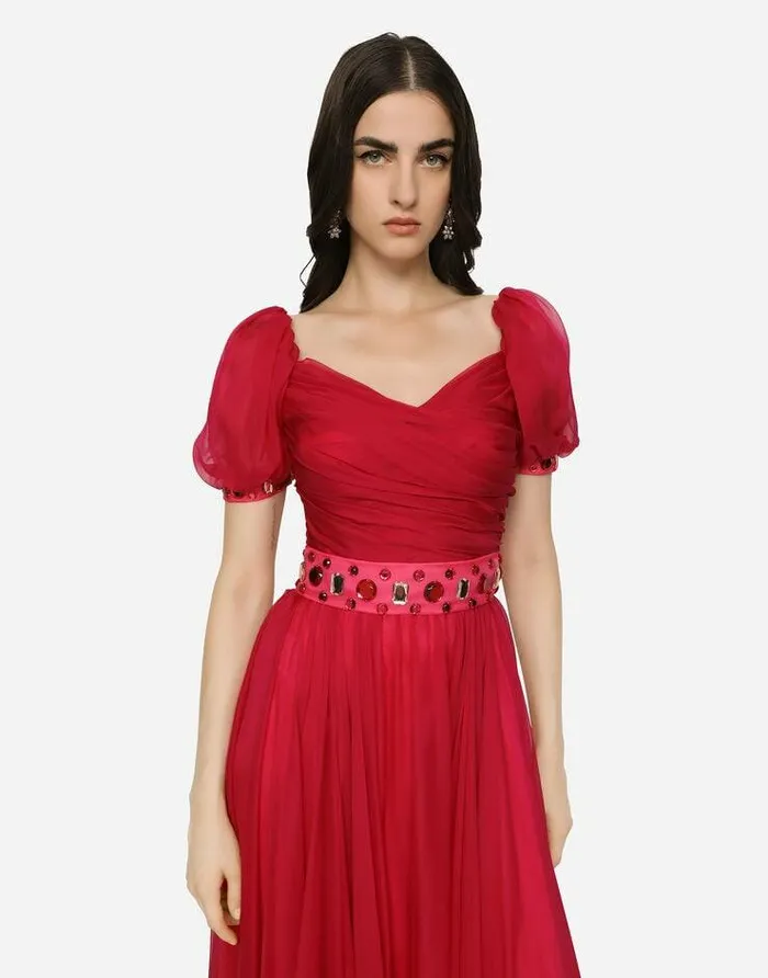 Dolce and Gabbana Dresses Women Long Chiffon Dress Fuchsia Dolce and Gabbana Dresses Women Long Chiffon Dress Fuchsia