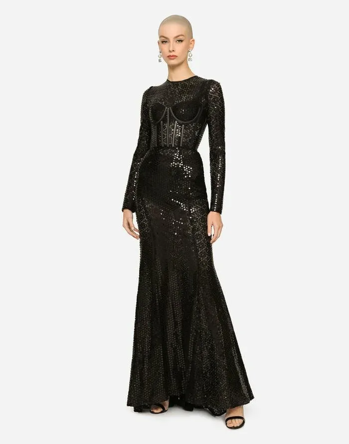 Dolce and Gabbana Dresses Women Long Sequined Mermaid Dress Black Dolce and Gabbana Dresses Women Long Sequined Mermaid Dress Black