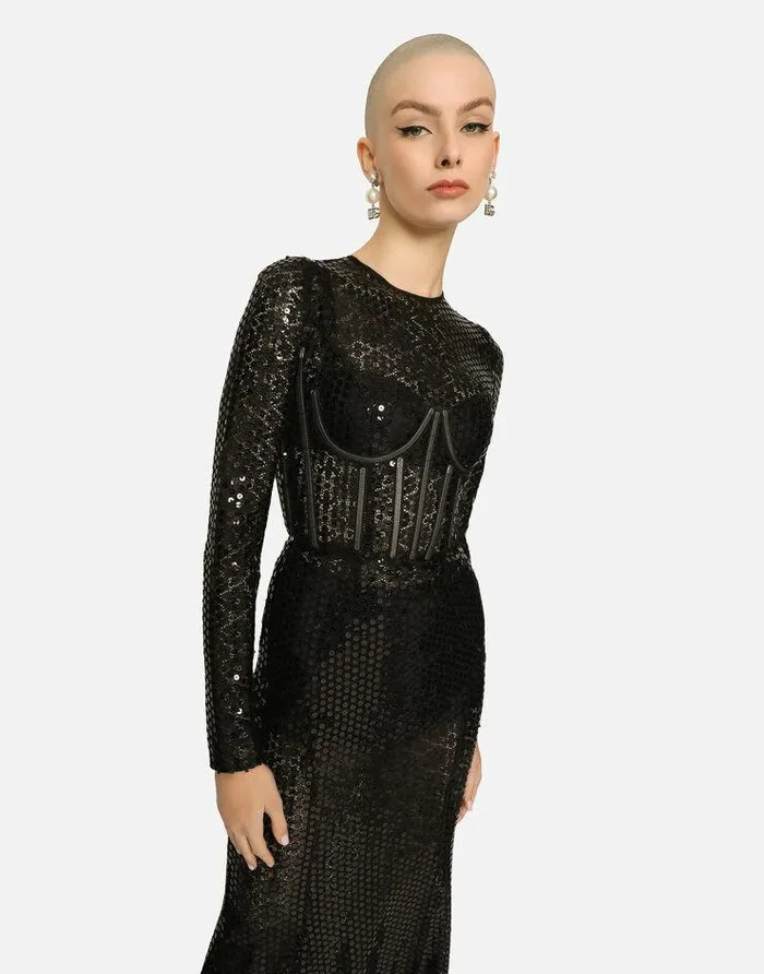 Dolce and Gabbana Dresses Women Long Sequined Mermaid Dress Black Dolce and Gabbana Dresses Women Long Sequined Mermaid Dress Black