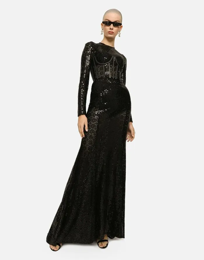 Dolce and Gabbana Dresses Women Long Sequined Mermaid Dress Black Dolce and Gabbana Dresses Women Long Sequined Mermaid Dress Black