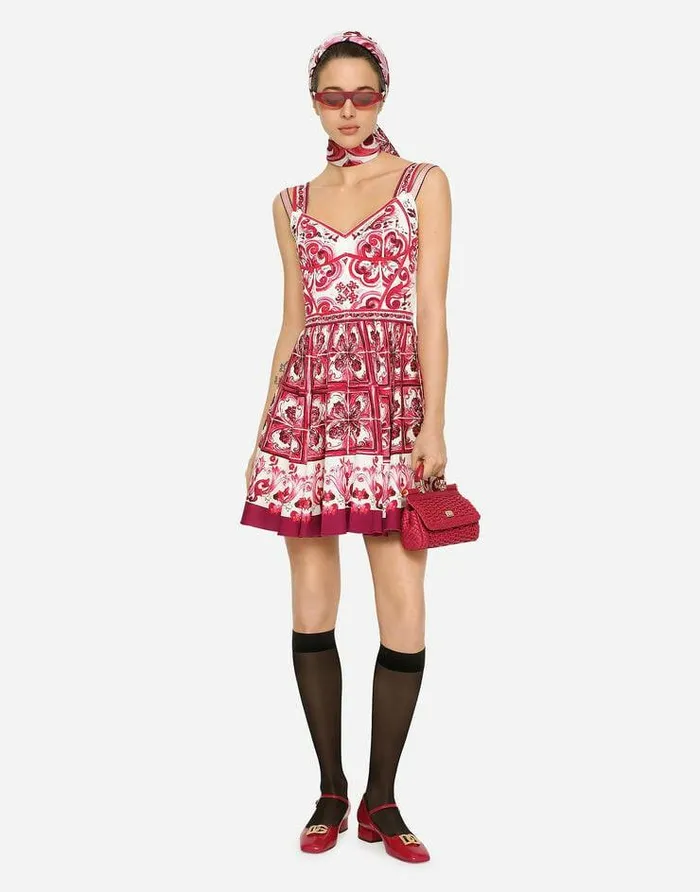 Dolce and Gabbana Dresses Women Short Majolicaprint Charmeuse Bustier Dress Multicolor Dolce and Gabbana Dresses Women Short Majolicaprint Charmeuse Bustier Dress Multicolor