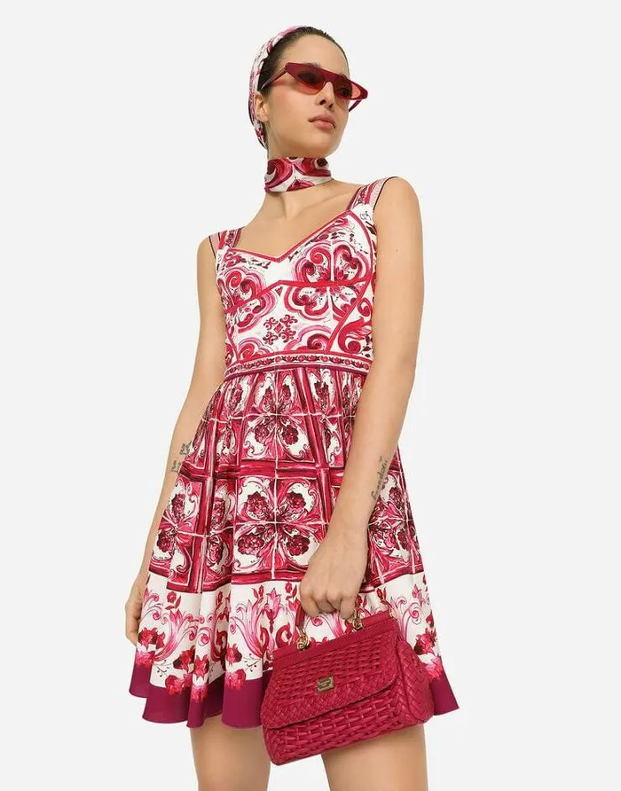 Dolce and Gabbana Dresses Women Short Majolicaprint Charmeuse Bustier Dress Multicolor Dolce and Gabbana Dresses Women Short Majolicaprint Charmeuse Bustier Dress Multicolor