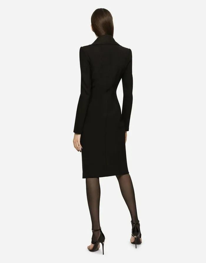 Dolce and Gabbana Dresses Women Technical Jersey Midi Coat Dress Black