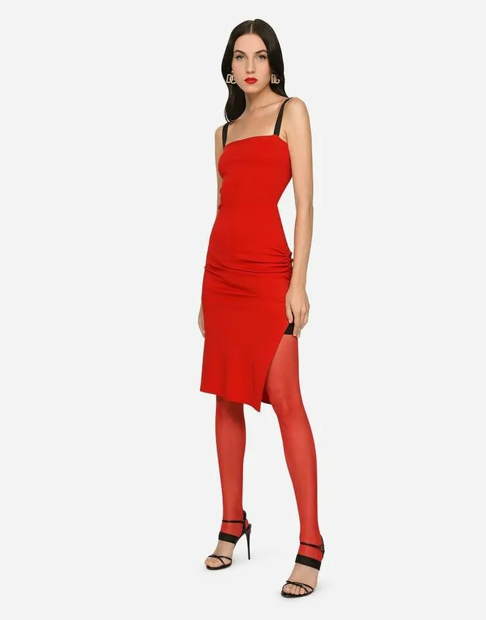 Dolce and Gabbana Dresses Women Viscose Dress With Side Slit And Draping Red Dolce and Gabbana Dresses Women Viscose Dress With Side Slit And Draping Red