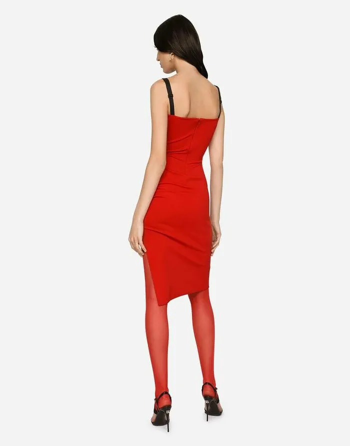 Dolce and Gabbana Dresses Women Viscose Dress With Side Slit And Draping Red Dolce and Gabbana Dresses Women Viscose Dress With Side Slit And Draping Red