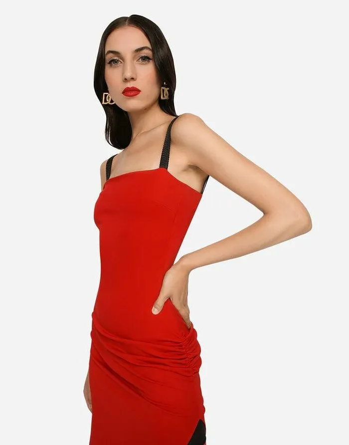 Dolce and Gabbana Dresses Women Viscose Dress With Side Slit And Draping Red Dolce and Gabbana Dresses Women Viscose Dress With Side Slit And Draping Red