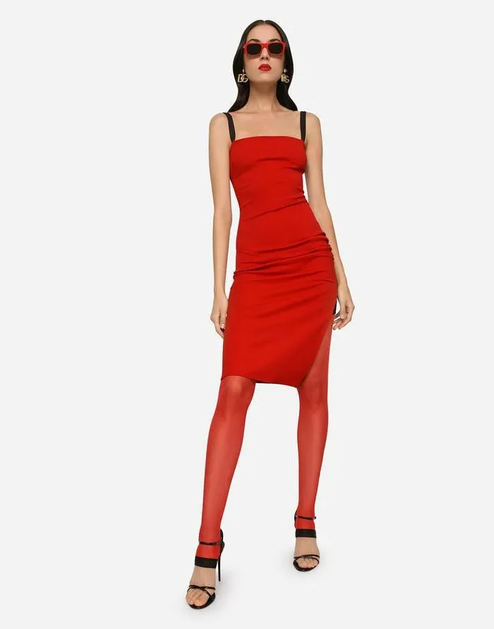 Dolce and Gabbana Dresses Women Viscose Dress With Side Slit And Draping Red Dolce and Gabbana Dresses Women Viscose Dress With Side Slit And Draping Red