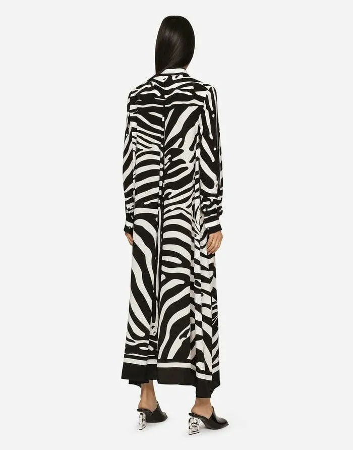Dolce and Gabbana Dresses Women Zebraprint Crepe De Chine Caftan Multicolor Dolce and Gabbana Dresses Women Zebraprint Crepe De Chine Caftan Multicolor