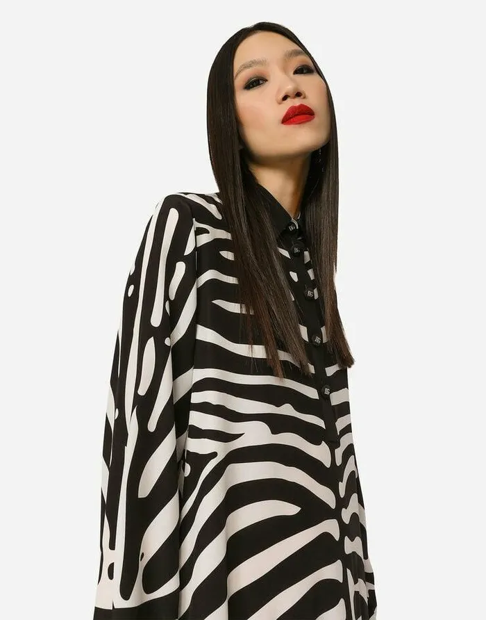Dolce and Gabbana Dresses Women Zebraprint Crepe De Chine Caftan Multicolor Dolce and Gabbana Dresses Women Zebraprint Crepe De Chine Caftan Multicolor