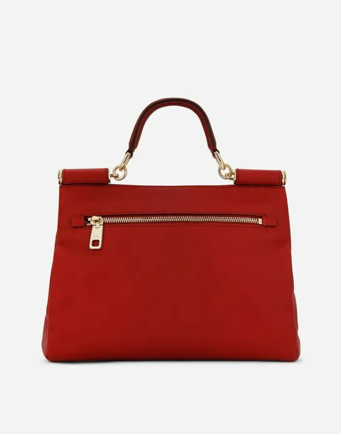 Dolce and Gabbana Handbags Women Medium Calfskin Sicily Soft Bag Red Dolce and Gabbana Handbags Women Medium Calfskin Sicily Soft Bag Red
