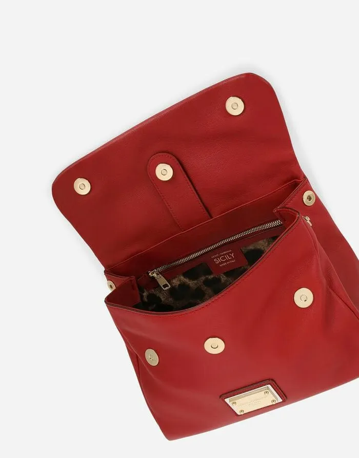 Dolce and Gabbana Handbags Women Medium Calfskin Sicily Soft Bag Red Dolce and Gabbana Handbags Women Medium Calfskin Sicily Soft Bag Red