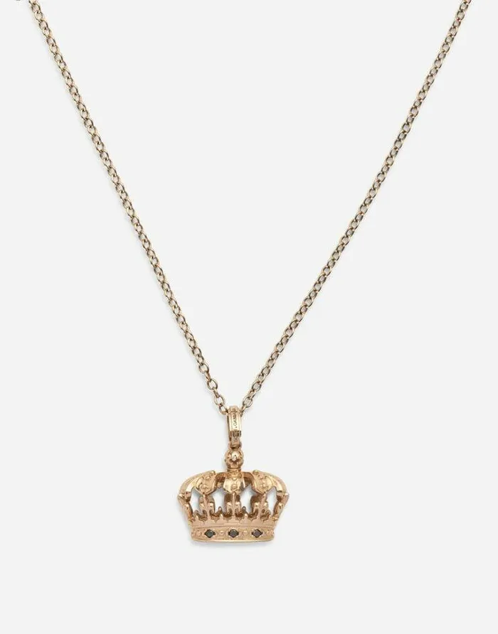 Dolce and Gabbana Necklaces Men Crown White Gold Pendant Gold Dolce and Gabbana Necklaces Men Crown White Gold Pendant Gold