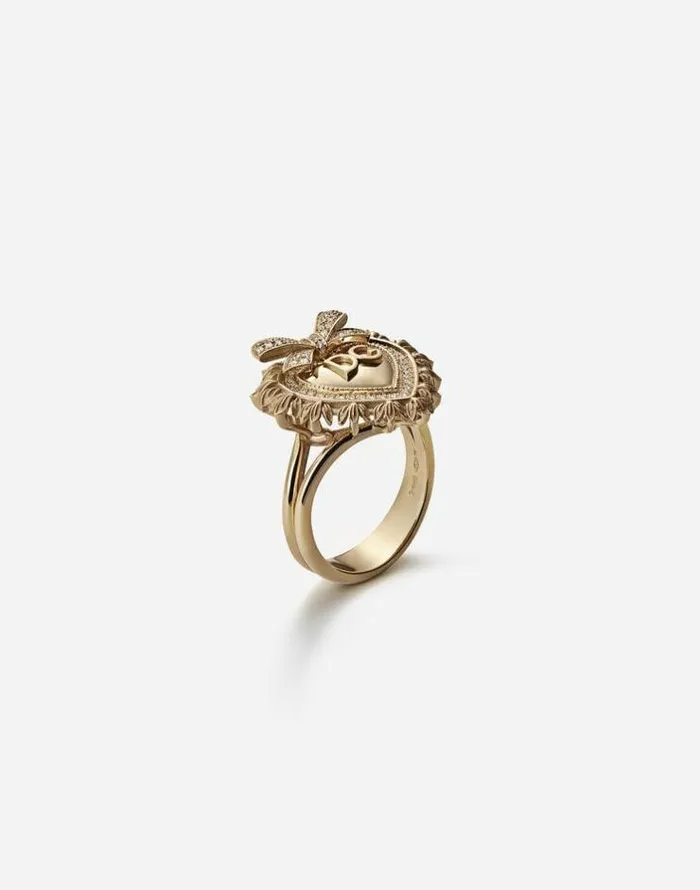 Dolce and Gabbana Rings Women Devotion Ring In Yellow Gold With Diamonds Yellow Gold Dolce and Gabbana Rings Women Devotion Ring In Yellow Gold With Diamonds Yellow Gold